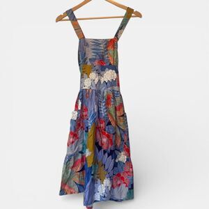 Vintage Sundress Midi - Vibrant Floral - Made in France - Pockets - XS